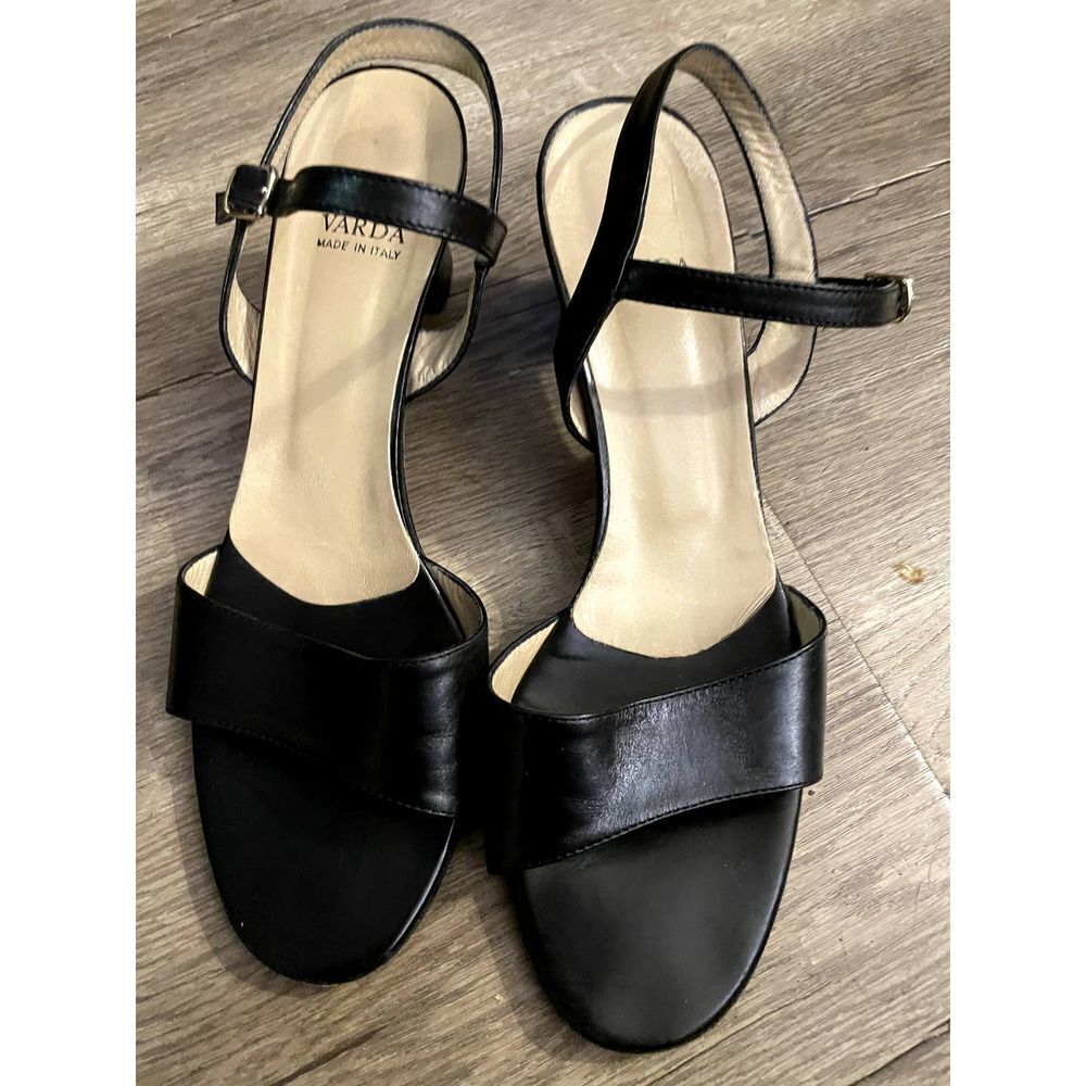 Varda Black Strappy Slingback Chunky Heel - 9.5